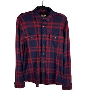 Faherty Brand Movement Flannel Shirt Mens Medium Red Navy Blue Plaid MXH2106-ATP